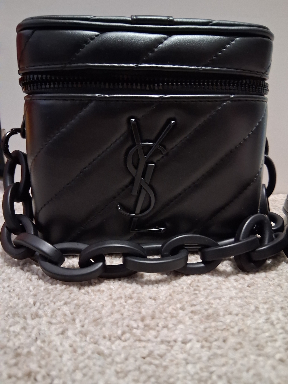 Vanity Bag Black Quilted Vanity Chain Cosmetic Case